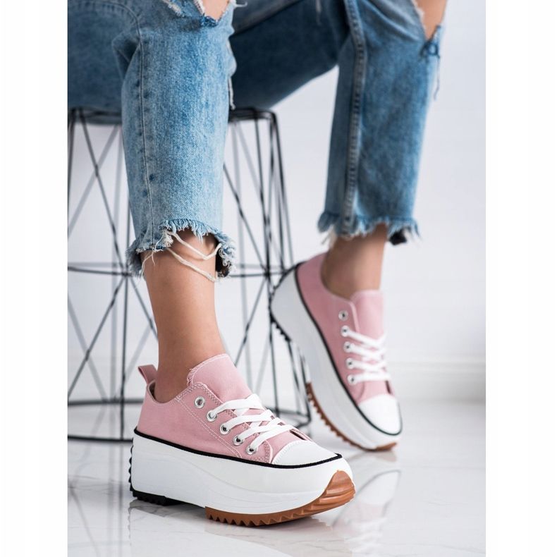 SHELOVET Sneakers On A High Platform pink 2