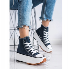 SHELOVET High Sneakers On The Platform navy blue 2