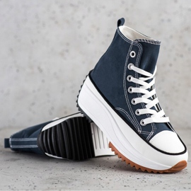SHELOVET High Sneakers On The Platform navy blue 1