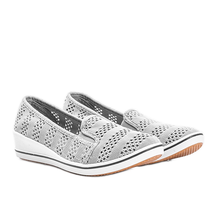 Gray openwork wedge sneakers Los Angeles grey 1