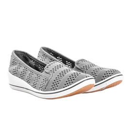 Gray openwork wedge sneakers Los Angeles grey 1