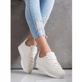 SHELOVET Stylish openwork sneakers beige 2