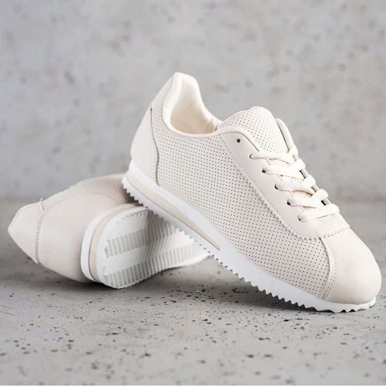 SHELOVET Stylish openwork sneakers beige 1