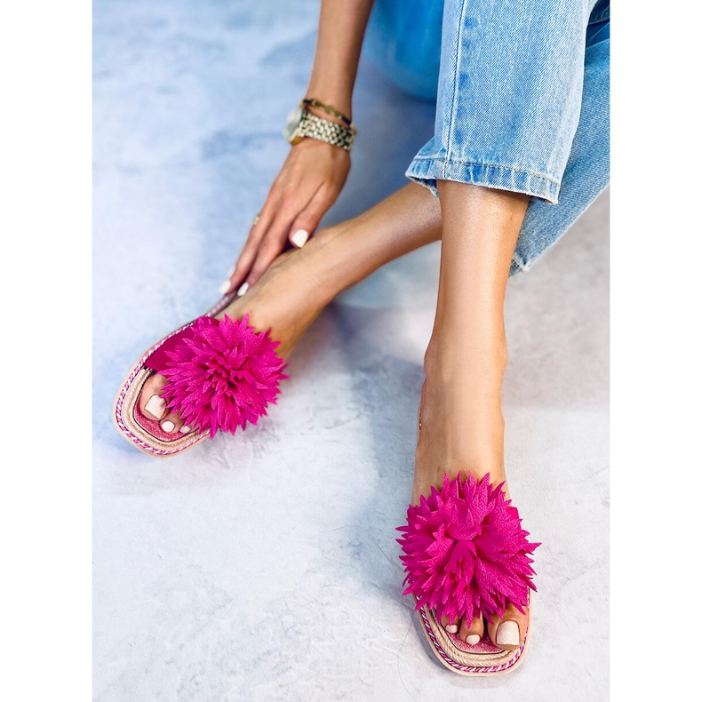 Slippers with fuchsia flowers 35-218 Plum Red pink 2