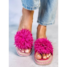 Slippers with fuchsia flowers 35-218 Plum Red pink 1