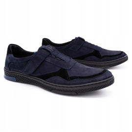 Polbut Men's casual leather shoes 2102 navy blue black 2