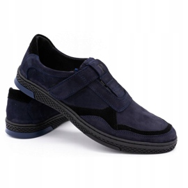 Polbut Men's casual leather shoes 2102 navy blue black 3