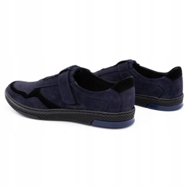 Polbut Men's casual leather shoes 2102 navy blue black 1