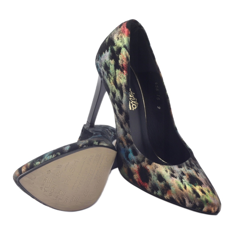 Elegant leather pumps Espinto 456 multicolor black 3 Elegant leather pumps Espinto 456 multicolor black 3