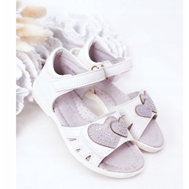 PE1 Children's White Sandals With Velcro My Heart 2