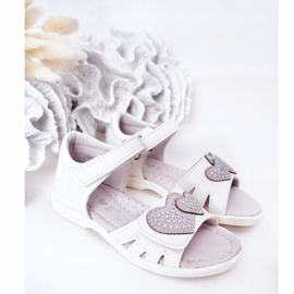 PE1 Children's White Sandals With Velcro My Heart 1