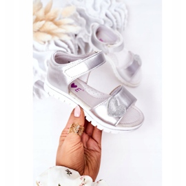 PE1 Children's Sandals With Velcro Sweetheart Silver 2