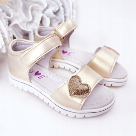 PE1 Children's Sandals With Golden Sweetheart Velcro 2