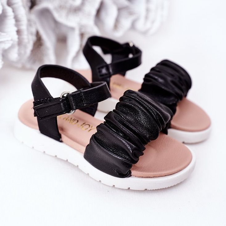 FR1 Children's Black Aimy Sandals With Velcro 1 FR1 Children's Black Aimy Sandals With Velcro 1