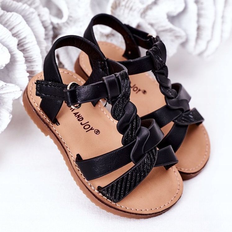 FR1 Children's Sandals With Brocade Black Batilda 2 FR1 Children's Sandals With Brocade Black Batilda 2