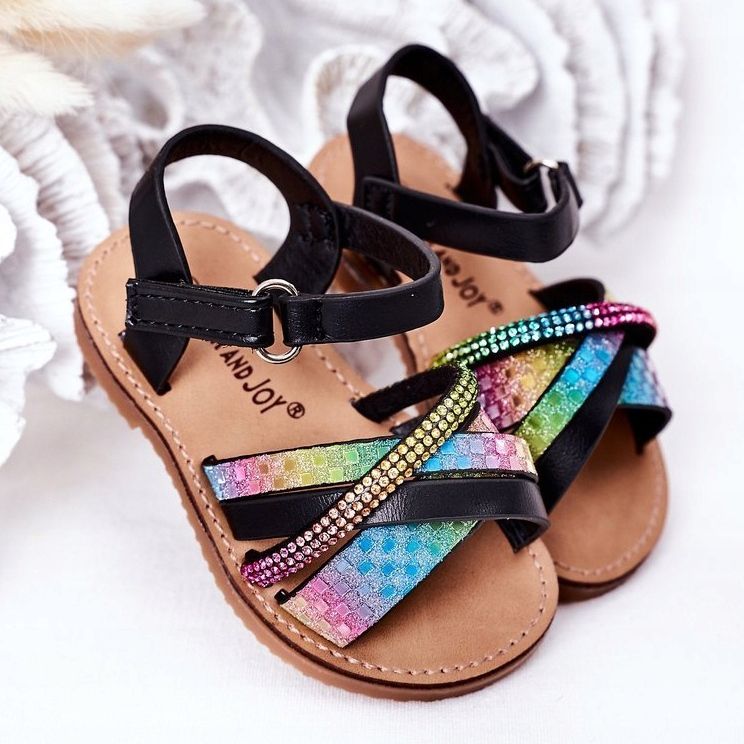 FR1 Children's Sandals With Sequins Black Becky multicolored 2