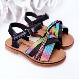 FR1 Children's Sandals With Sequins Black Becky multicolored 1