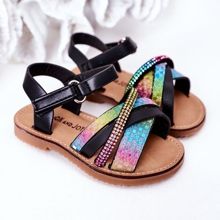 FR1 Children's Sandals With Sequins Black Becky multicolored 1