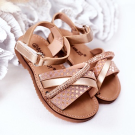 FR1 Children's Sandals With Sequins Golden Becky 2
