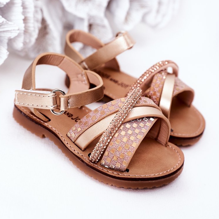 FR1 Children's Sandals With Sequins Golden Becky 1