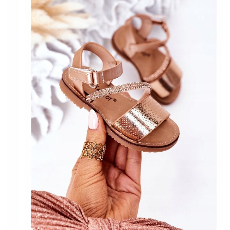 FR1 Children's Sandals With Sequins Rose Gold Blake golden 2