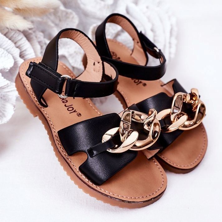 FR1 Children's Sandals With Chain Black Buffy 2