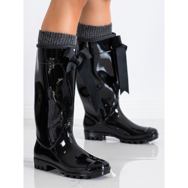 SHELOVET High Galoshes With A Bow black 2