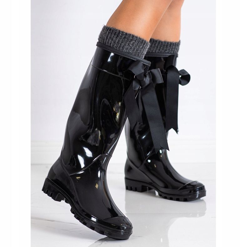 SHELOVET High Galoshes With A Bow black 1