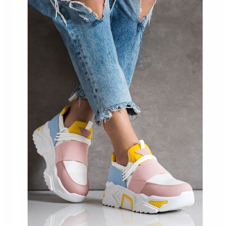 SHELOVET Colorful Sneakers On The Platform white multicolored 1