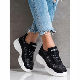 SHELOVET Black Sneakers With Glitter 2 SHELOVET Black Sneakers With Glitter 2