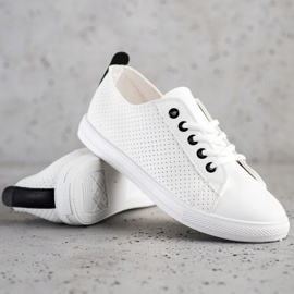 SHELOVET Openwork Sneakers With Eco Leather white 1