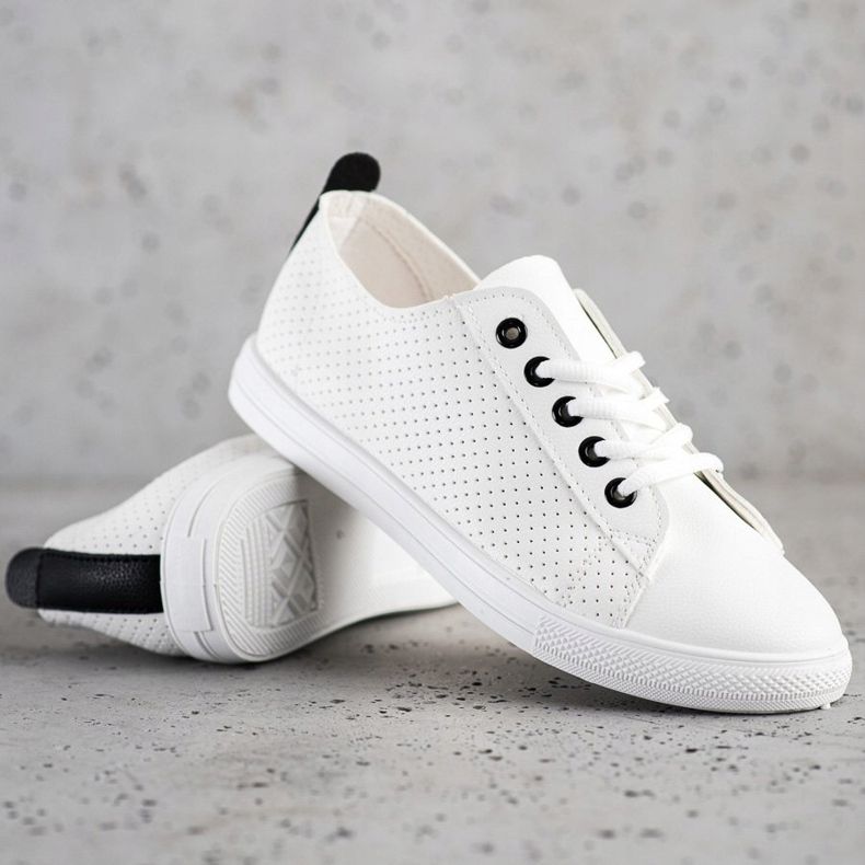 SHELOVET Openwork Sneakers With Eco Leather white 1