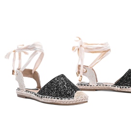 Black Cassandra tied brocade espadrilles beige 1