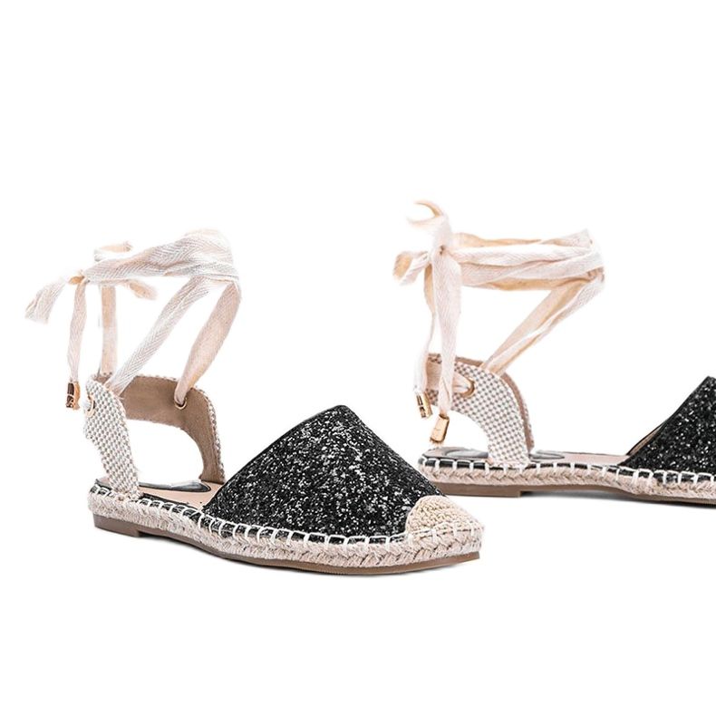 Black Cassandra tied brocade espadrilles beige 1
