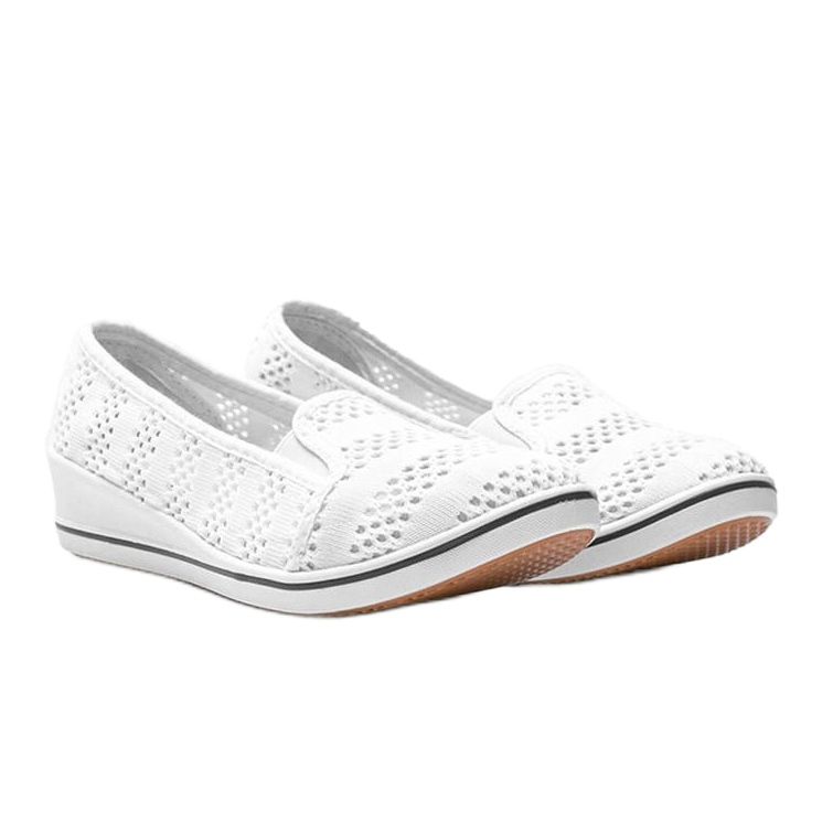 White openwork wedge sneakers Los Angeles 1