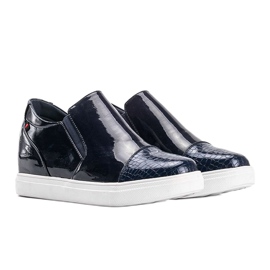 Navy blue lacquered sneakers on the Yasmin wedge 1