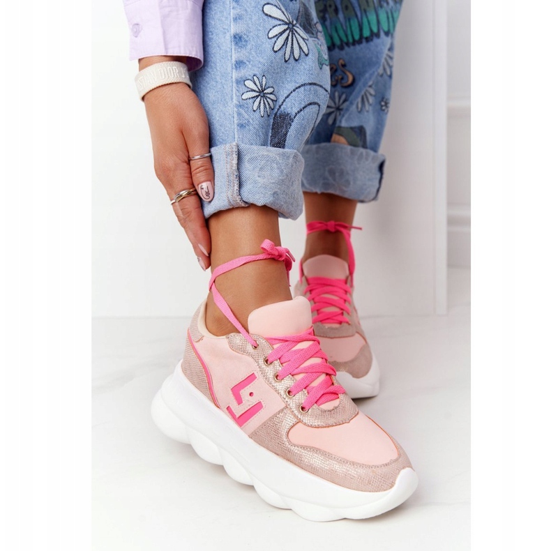 Women's sports shoes on the platform lu boo pink multicolored 2