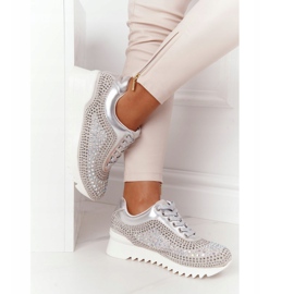 Wedge Sneakers With Sequins Lu Boo Silver 1