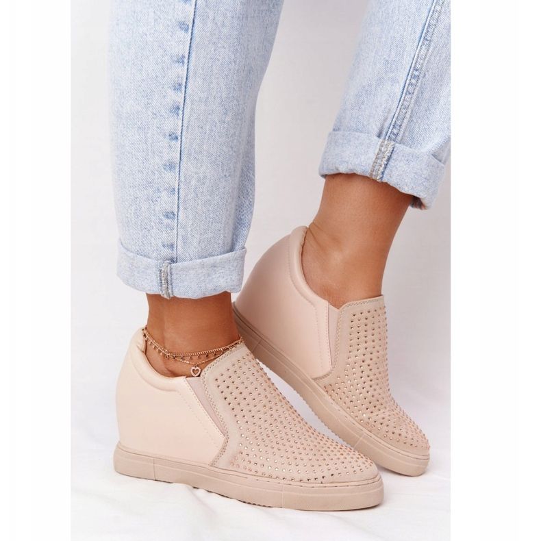 Wedge Sneakers With Sequins Lu Boo Beige brown 2