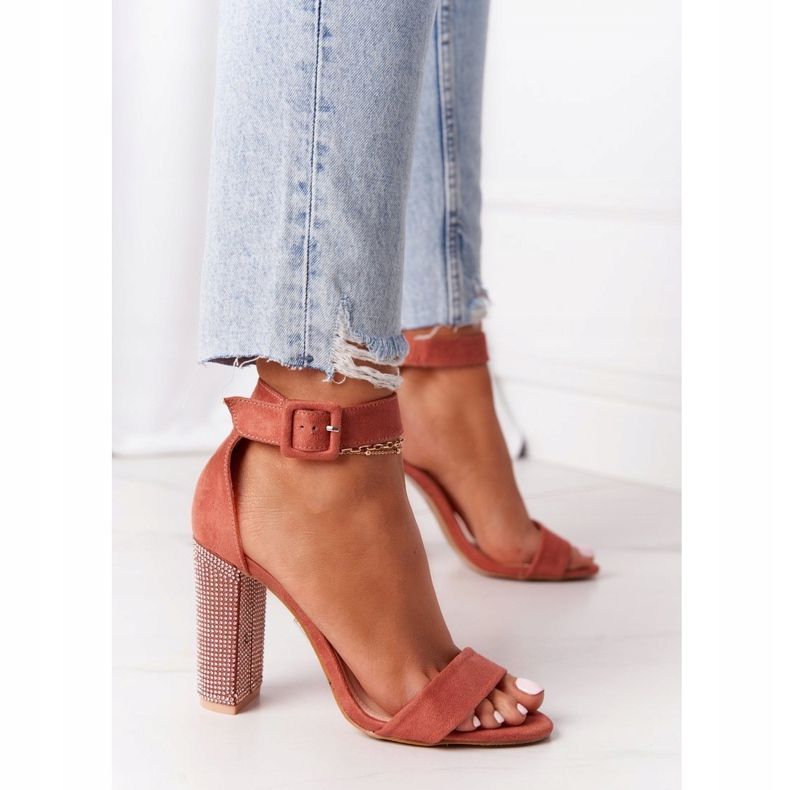 Sandals On A Bar With Cubic Zirconia Lu Boo Ceglaste red multicolored 2