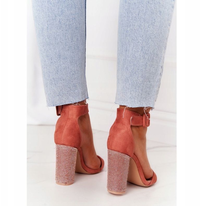 Sandals On A Bar With Cubic Zirconia Lu Boo Ceglaste red multicolored 1