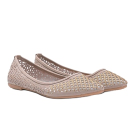 Porto Novo beige openwork ballerinas 1