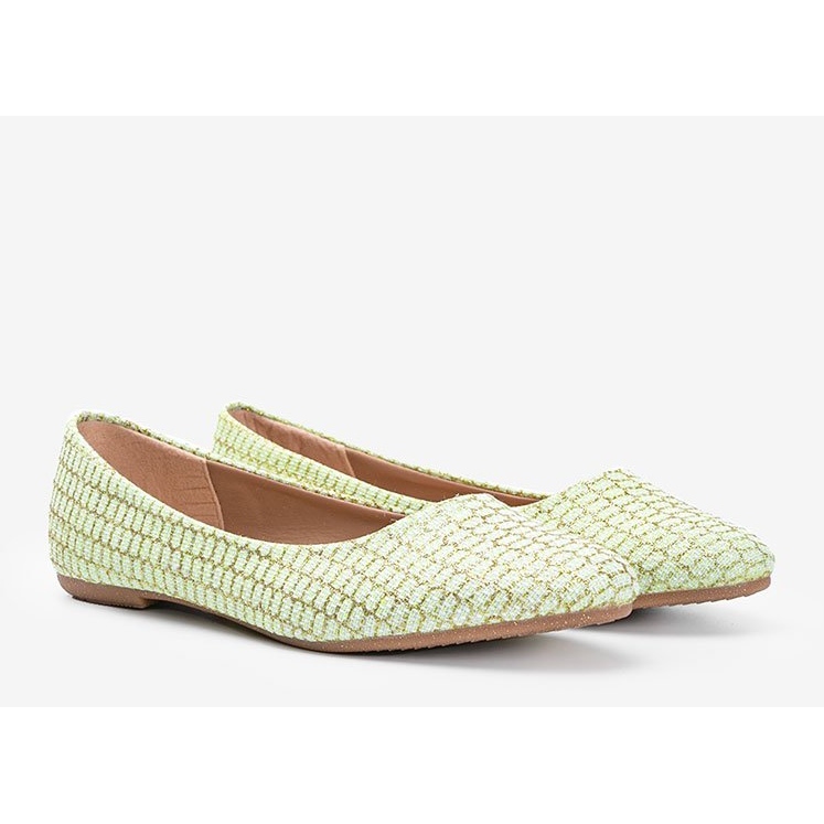 Green shiny Rios ballerinas 1