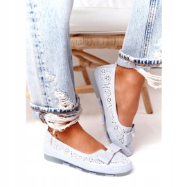 Rio Flore Leather Eco-Friendly Blue Ballerinas silver 4