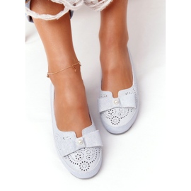 Rio Flore Leather Eco-Friendly Blue Ballerinas silver 3