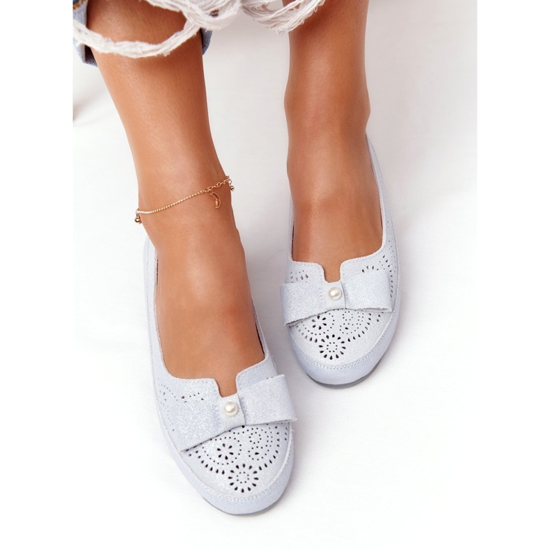 Rio Flore Leather Eco-Friendly Blue Ballerinas silver 3 Rio Flore Leather Eco-Friendly Blue Ballerinas silver 3