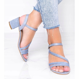 Blue sandals on a post with Hydra cubic zirconias 1