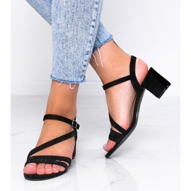 Black sandals on a post with Hydra cubic zirconia 1