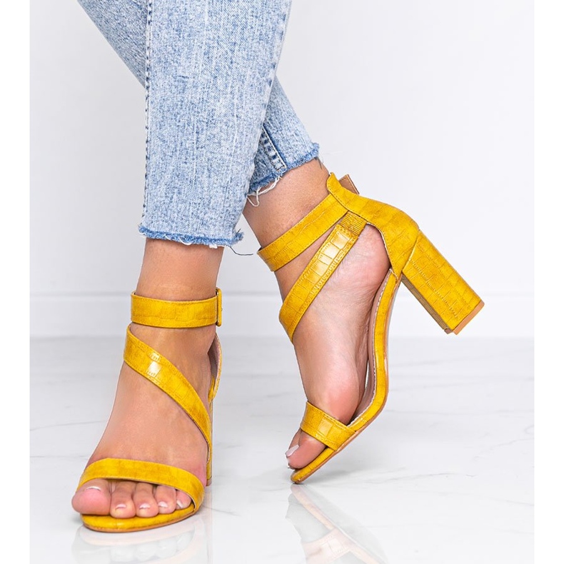 Mustard sandals on a Silver Dust post yellow 1