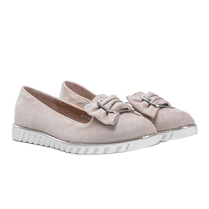 Beige loafers with a Nausura bow 1